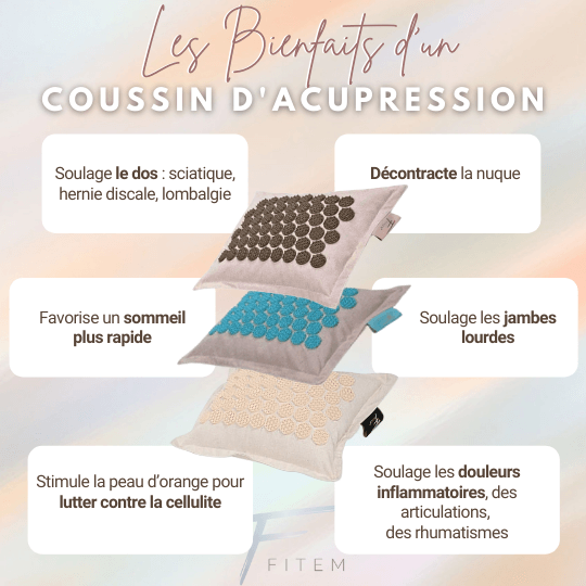 schéma des bienfaits d'un coussin d'acupression
